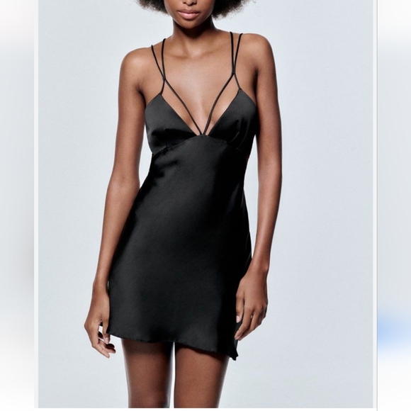 Zara Dresses & Skirts - Zara Sleek Black Strappy Mini Dress